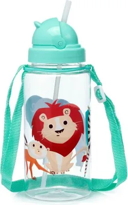 Produktbild von Tiere Afrika Kinder Wasserflasche + Strohhalm 450ml Trinkflasche animals africa
