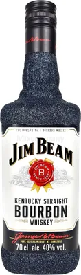Produktbild von Jim Beam Bourbon Whiskey 0,7l 700ml (40% Vol) Bling Bling Glitzerflasche in schwarz -[Enthält Sulfite]