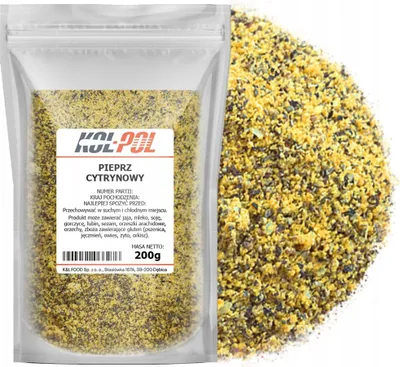 Zdjęcie produktu dla PIEPRZ CYTRYNOWY 200g Aromatyczny do ryb i warzyw przyprawa jakość Kol-Pol