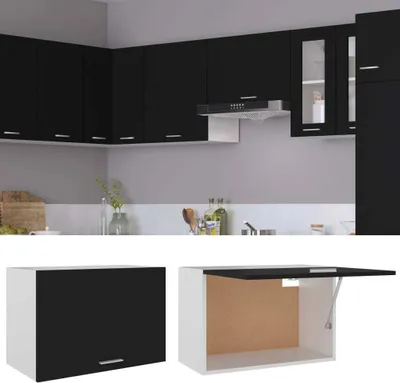 Produktbild von vidaXL Nástenná skrinka Lyon Black 60x31x40 cm Materiál na báze dreva