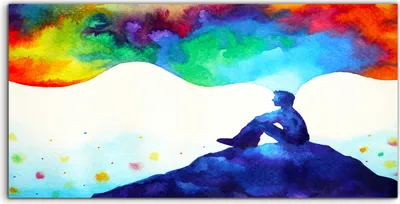 Produktbild von Coloray Glasbild 140x70  Wandbild Glasbilder Spirituelles Chakra abstrakte Aquarell
