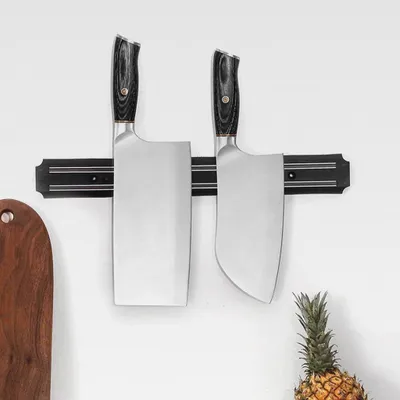 Produktbild von Magnetischer Messerhalter,Magnetleiste Messer selbstklebend,Messerleiste Magnetische,Magnetleiste Messer,Magnetleiste Messerblock aus Edelstahl,Mit Montagewerkzeug,25cm,schwarz,1 Stück