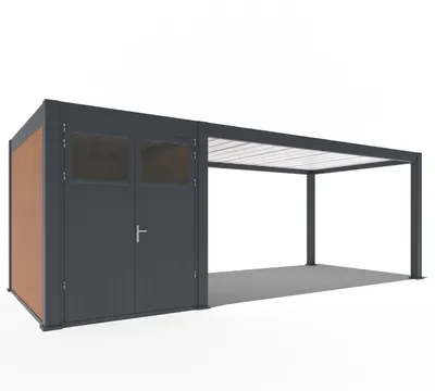 Produktbild von Weide Carport aus Aluminium mit Schuppen | 3 x 7,2 M | Garage anthrazit | Autoüberdachung