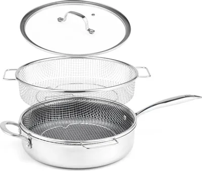 Produktbild von LIVINGTON Titan Pan Pfanne 24cm - Edelstahl Hochrandpfanne