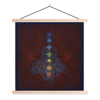 Produktbild von MuchoWow® Textilposter Anmutige Illustration der sieben Chakren 60x60 cm mit holzfarbenen Rahmen - Wanddekoration