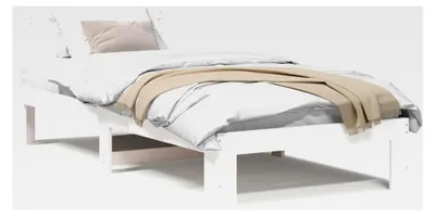 Produktbild von Bettgestell aus Kiefernholz, Weiß, Massivholz, 90x200 cm