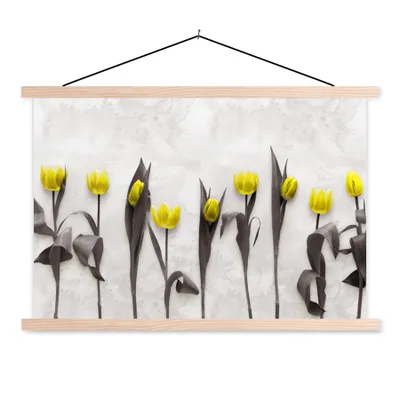 Produktbild von MuchoWow® Textilposter Blumen - Tulpen - Marmor 60x40 cm mit holzfarbenen Rahmen - Bilder