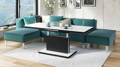 Produktbild von Design Couchtisch Tisch Aston stufenlos höhenverstellbar ausziehbar 120 bis 200cm Esstisch