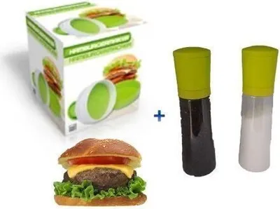 Produktbild von Hamburgerpresse Burgerpresse Hackfleisch Hamburger Presse Hackpresse + Salz und Peffermühlen Set