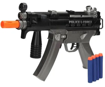 Produktbild von Toi-Toys - Polizei-Pistole MP5K Gun mit Schaumstoffpfeilen (mit Licht, Sound & Vibration)