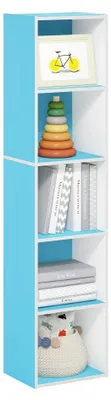 Productafbeelding van Furinno Pasir, 5-laags open boekenkast, lichtblauw/wit – afmetingen: 5-laags kubus