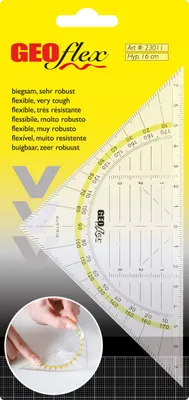 Productafbeelding van Geometrie-driehoek, Geoflex kunststof, 16 cm, transparant, verpakking met 10 stuks