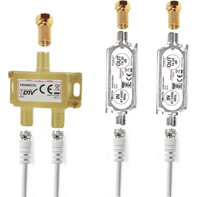 Immagine prodotto di distributore d'antenna a 2 vie | Splitter con 40dB (2 x 20dB) | Amplificatore satellitare