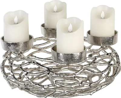 Produktbild von GILDE Kerzenständer Adventsleuchter Twigs antik-silber H. 15 cm,15799