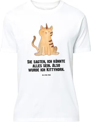 Produktbild von Mr. & Mrs. Panda Größe XXL T-Shirt Einhorn Katze - Weiß - Geschenk, Glitzer, große Größen, Tshirt, Regenbogen, Lustiges, mit Spruch, Unicorn, Einhornkatze, Shirt