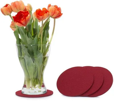 Image de Sous-verres Vilt 15 cm, rouge foncé, lot de 4