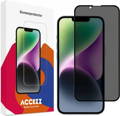 Produktbild von Accezz Privacy Displayschutz aus gehärtetem Glas iPhone 13 / 13 Pro / 14 / 16e