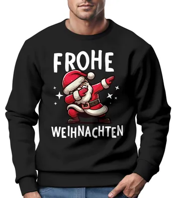 Produktbild von Sweatshirt Herren Frohe Weihnachten Weihnachtspullover Lustig Dabbing Weihnachtsmotiv Ugly XMAS Sweater Moonworks® Santa Dab schwarz 3XL