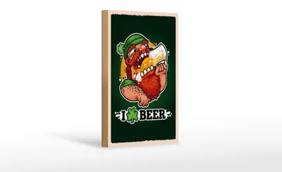 Produktbild von Holzschild  I Love Beer Bier, 18x12 cm, Holzschilder Spruch Getränke Alkohol Bier