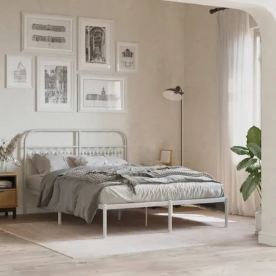 Produktbild von "Winterschlussverkauf "Bettgestell - CLORIS - Doppelbett - Robust und langlebig - mit Kopfteil Metall Weiß 140x200 cm - Einfache Montage -  - DEMöbel8822295