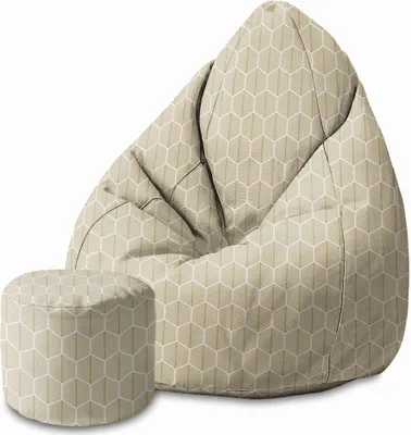 Produktbild von Dreamroots Bean Bag 80x80x120cm pUF Sitzsack mit Lehne und Hocker und Bezug Sitzsack mit Füllung Sitzsack Erwachsene mit Füllung Hexagonal Gold