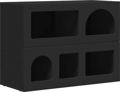 Image de Buffet Noir 80,5 x 35 x 59 cm Bois d'ingénierie