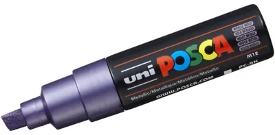 Obrázok produktu pre POSCA uni PC-8K, 1 kusov, Fialová, Hrot dláta, Čierna, Fialová, 8,5 mm, atrament s vodným základom