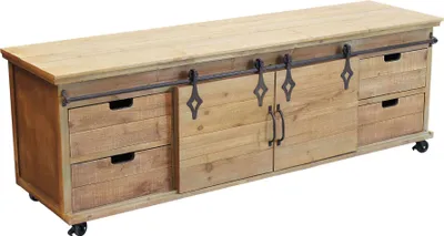 Immagine prodotto di Milani Home - mobile porta TV in pino riciclato e MDF, 151 x 45 x 52 cm, stile vintage