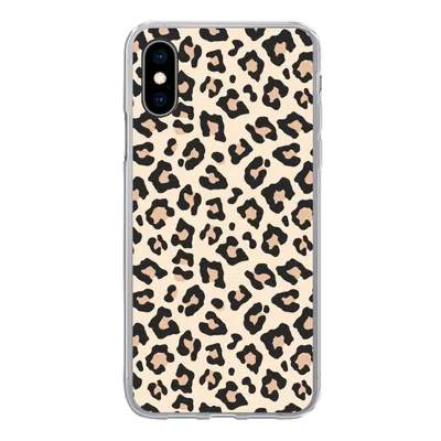 Obrázok produktu pre Kryt mobilného telefónu pre Apple iPhone X/10 Biela - Ružová - Leopardí vzor Silikónové mäkké puzdro