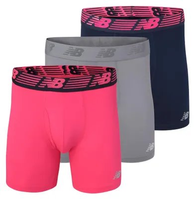 Produktbild von New Balance Men's 6"" Boxer Brief Fly Front with Pouch, 3-Pack,Pink Zing/Pigment