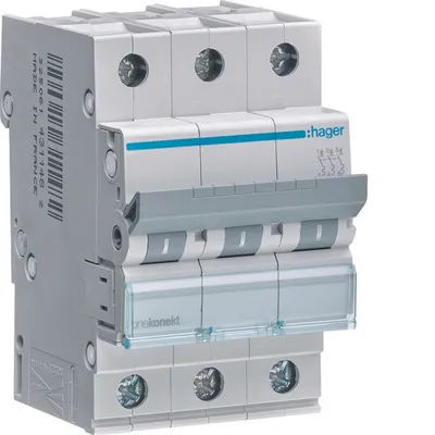 Produktbild von HAGER MCB Leitungsschutzschalter 6kA 3P C 13A MCN313E