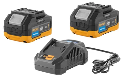 Productafbeelding van Procraft Starterset 20 V 20/4A snellader + 2x 20/4 Industrial accu 4,0 Ah