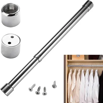 Zdjęcie produktu dla Regulowana listwa na ubrania, wysuwana listwa na ubrania do szafy, wieszaki na ubrania. Wysuwana listwa na ubrania ze stali nierdzewnej, 68-120 cm, listwa do garderoby, wysuwana