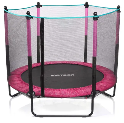 Produktbild von Meteor Kindertrampolin TRP-50 mit Netz Ø140 cm – Indoor & Outdoor – bis 50 kg – mit Reißverschluss & Schaumstoffschutz Rosa