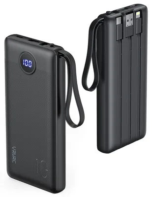 Produktbild von VRURC Power Bank Powerbank 10.000 mAh mit 4 integrierten Kabeln