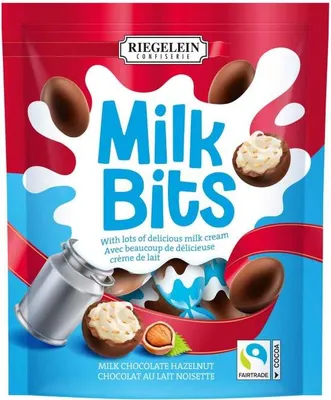 Produktbild von Riegelein Milk Bits Vollmilch-Haselnuss 166g