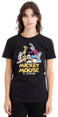 Image de T-shirt pour femmes, Disney, Mickey Mouse et ses amis, couleur noire, taille S