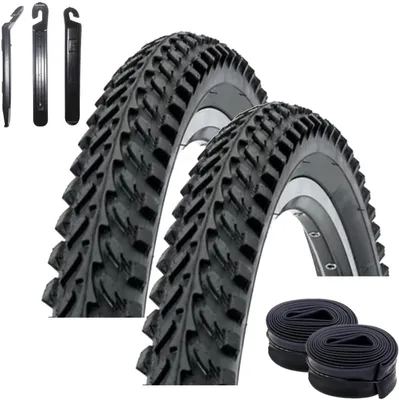 Immagine prodotto di 2 pneumatici per bicicletta Kenda 24" MTB K-898 in nero 50-507 (24 x 1,95) + 2 camere d'aria AV abbinate incl. leva per pneumatici maxxi4you