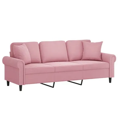 Immagine prodotto di Divano a 3 Posti con Cuscini Rosa 180 cm in Velluto
