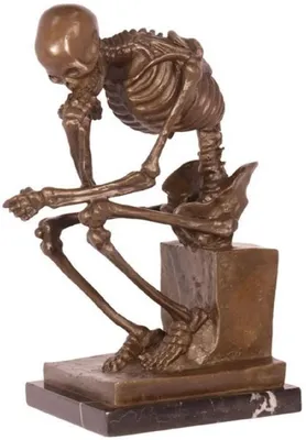 Obrázek produktu pro Casa Padrino dekorativní bronzová postava The thinking skeleton bronz / černá 16,8 x 13,1 x v. 24,6 cm - bronzová socha - dekorativní postava
