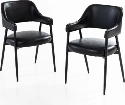 Produktbild von 2er Set Esstischstühle in matter Lederoptik, ca. 53,5 x 55 x 85 cm - Schwarz