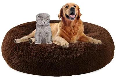 Immagine prodotto di Cuccia per cani rotonda, diametro 120 cm, in peluche, lavabile, antiscivolo, adatta a cani e gatti