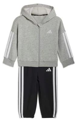 Immagine prodotto di Tuta da jogging per bambini unisex adidas, colore grigio melange/bianco, taglia 3-4 anni