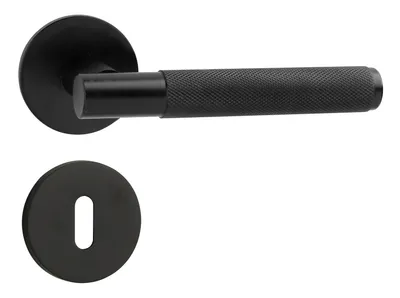Produktbild von QRS - SORIA Türgriff für Zimmertüren, Türklinken Griff Set, mit Rosette BB, Schwarz - Türbeschlag, Türdrückergarnitur für Innentür