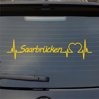 Produktbild von Heckscheibenaufkleber Saarbrücken Herzschlag Puls Stadt Liebe 55x13 cm Gelb Auto Aufkleber Sticker