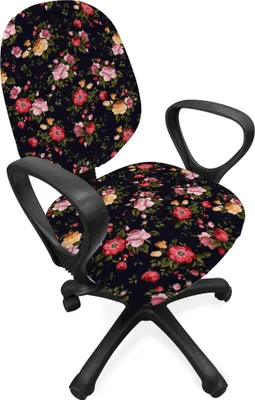 Produktbild von ABAKUHAUS Aquarell Bürostuhl Schonbezug, Vintage Rose Garden, dekorative Schutzhülle aus Stretchgewebe, Mehrfarbig