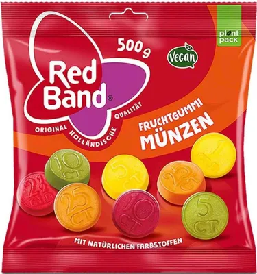 Produktbild von Red Band Fruchtgummi Münzen fruchtig süß 5fach sortiert 500g