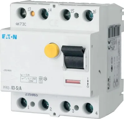 Immagine prodotto di Interruttore differenziale Eaton tipo A/S 10 kA 63 A/4 poli/100 mA Eaton PFIM-63/4/01-S/A-MW, 1 pz.