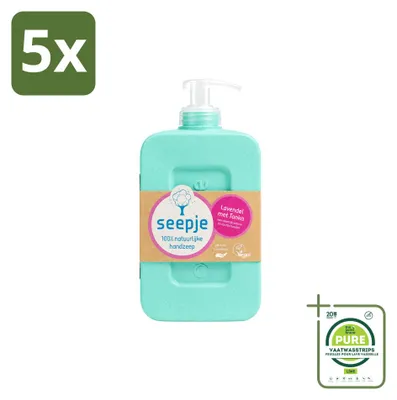 Imagen del producto de 5 unidades de jabón líquido para manos Seepje, aroma lavanda y tonka, 300 ml cada uno, pack grande