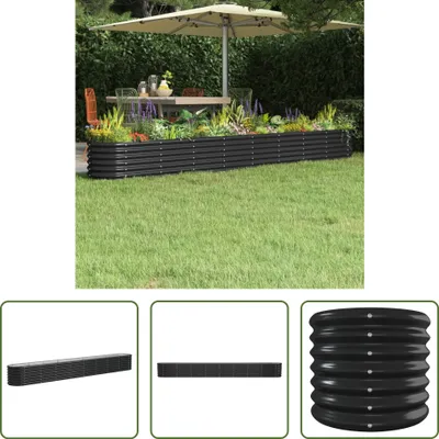 Produktbild von The Living Store Hochbeet Pulverbeschichteter Stahl 332x40x36 cm Anthrazit